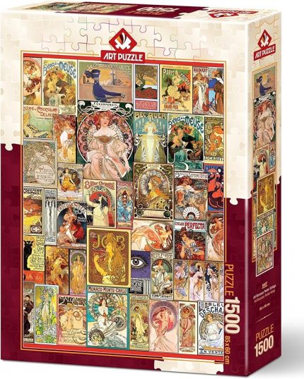Puzzle Art Nouveau Poster Kolajı 1500 Parça Puzzle