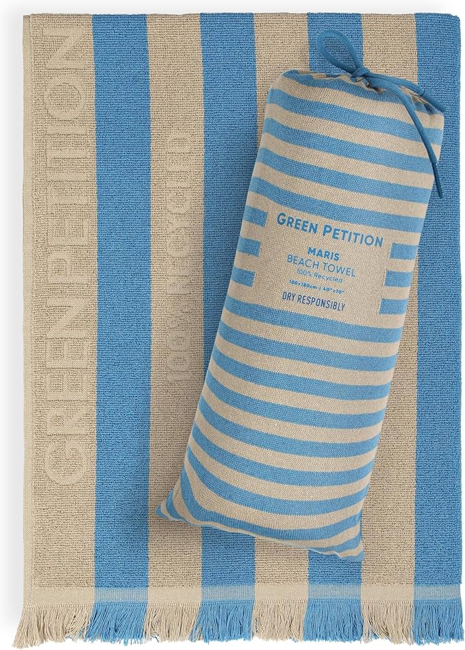 Petition Maris Havlu - Taşıma Çantalı, Doğa Dostu,%100 Geri Dönüştürülümüş, Deniz, Havuz, Pilates, Yoga, Gym, Çok Amaçlı Havlu, Kimyasal İçermeyen, Boyasız, Canlı Renkler (Laguna)