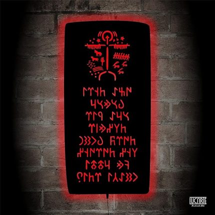 Göktürk (Orhun) Yazıtı Led Işıklı Tablo Ahşap Duvar Dekoru