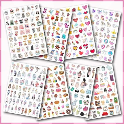 Sticker Seti 500 Adet - Kız Çocuklara Özel Konsept - Defter Planlayıcı Günlük Takvim Ajanda İçin Etiketler - Öğrencilere ve Yetişkinlere Kendinden Yapışkanlı Eğlenceli Çıkartmalar (8 Sayfa)