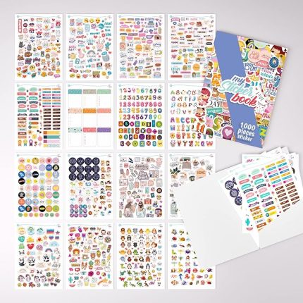 Çıkartma Seti - 1000 Adet Çocuklar, Kızlar, Gençler ve Yetişkinler için - Scrapbook, Laptop, Günlük, Ajanda ve Planner için Bullet Journal Koleksiyon Kitabı