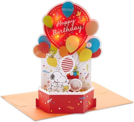 Paper Wonder Peanuts Pop Up Müzikli Doğum Günü Kartı (Snoopy, Doğum Günü Balonları)