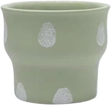 mekan bitki saksısı Yuvarlak Çimento Bitki Saksısı, Yeşil Arka Plan Beyaz Noktalar Saksı, Drenaj Deliği ile, Balkon Yatak Odası Oturma Odası için Balkon dekorasyonu için