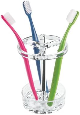 iDesign-IDesign diş farı tutucu, plastikten yapılmış büyük diş suyu tutucu, 3 diş fırçası ve elektrikli diş yuvaları için diş fırçası tutucu, şeffaf