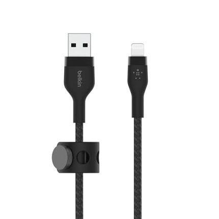 BoostCharge Pro Flex Örgülü USB Tip A - Yıldırım Kablosu (1M/3,3FT), MFi Sertifikalı Şarj Kablosu - Siyah