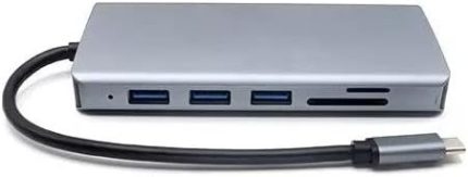FC-31 Macbook Uyumlu Type-C™ USB-C to 4* USB 3.0 4K 1080p HD HDMI VGA 1000 Mbps RJ45 Pd Aux Ses Sd Tf Kart 11IN1 Çevirici Hub Adaptör