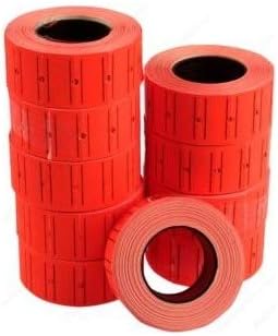 12x21 mm Çizgili Flo Kırmızı Fiyat Etiket 600 Adet