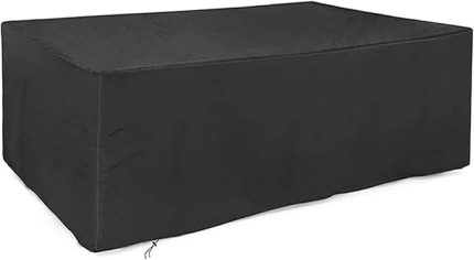 Mekan Mobilya Örtüsü Su Geçirmez Toz Geçirmez Dikdörtgen Bahçe Masa Örtüsü Siyah (160x130x90cm)