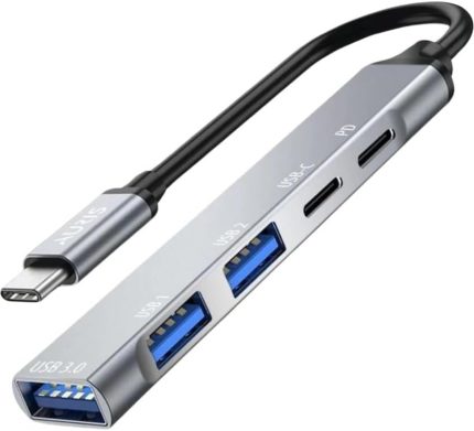 Type-C Hub Adaptör, 5 Port USB 3.0, PD Şarj Destekli, Metal Kasa HB02