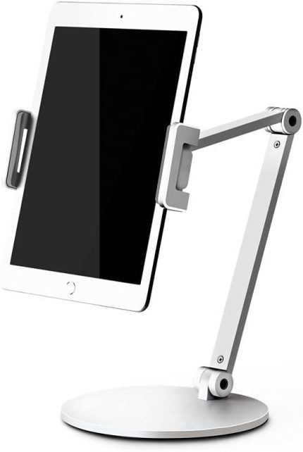 STD20144LG 360° Ayarlanabilir Teleskobik 4"-13" Ergonomik Tablet Standı (Gümüş)