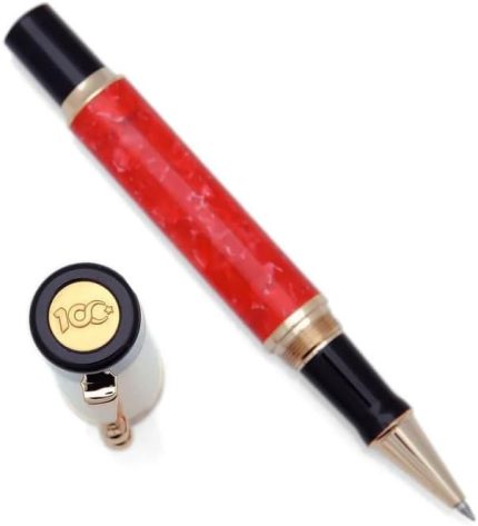 Genève – Lüks ve Ergonomik Dolma Kalem & Tükenmez Kalem – 100. yıl Limited Edition – Alman M Uç, Altın Kaplama,Mavi Mürekkep–Evrensel Kartuş ve Dönüştürücü,Premium Hediye Kutulu(Tükenmez Kalem)