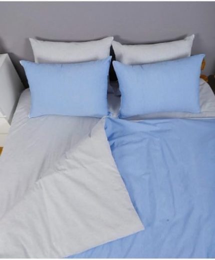 Pamuklu Ranforce Tek Kişilik Small Size Çift Taraflı Nevresim Yorgan Kılıfı 135x200 Mavi-Gri