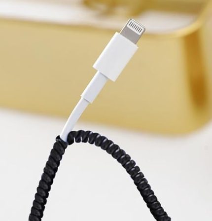 Trend Spiral Esnek Silikon Full Kablo Koruyucu iPhone - Micro USB ve TYPE-C ve Diğer Tüm Kablolar İçin Kablonun Tamamını Koruyan Lila Renk