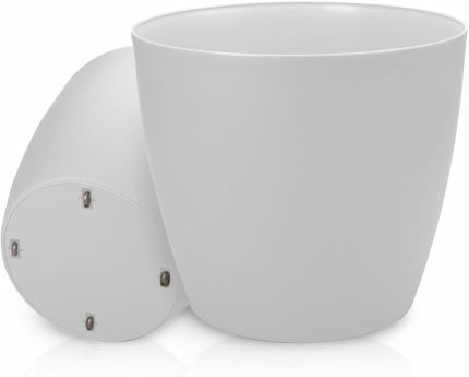 Home Beyaz Tekerlekli Saksı 48 Litre Büyük Saksı Geniş Hacimli Tekerlekli Saksı Beyaz 40 Cm Beyaz