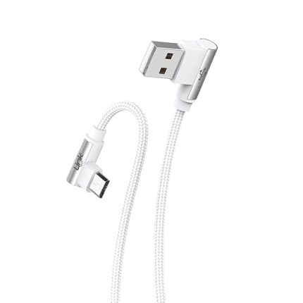 K592 Safe Micro USB 90 Derece Data/Şarj Kablosu 3A 1.5mt Beyaz