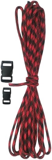 550 4mm 7 Çekirdek Outdoor Bileklik Çadır Kamp İpi 5 metre Kırmızı-Siyah Kamuflaj