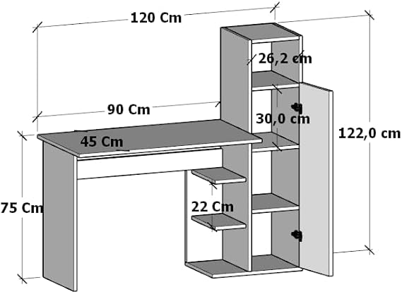 Dolaplı Çalışma Masası (Beyaz) - Görsel 2