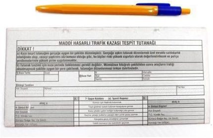 Maddi Hasarlı Kaza Tespit Tutanağı 5 Adet + Tükenmez Kalem