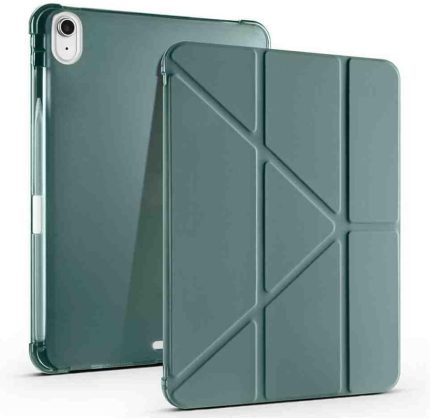 11. Nesil İle Uyumlu A16 2025 11 inç Kalem Bölmeli Standlı Fuchsia Tri Folding Tablet Kılıfı Koyu Yeşil