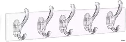 Şeffaf Yapışkanlı Duvar Askısı – 5’li Set, Deliksiz Montaj, Suya Dayanıklı, Şık ve Güçlü Tutucu Kanca