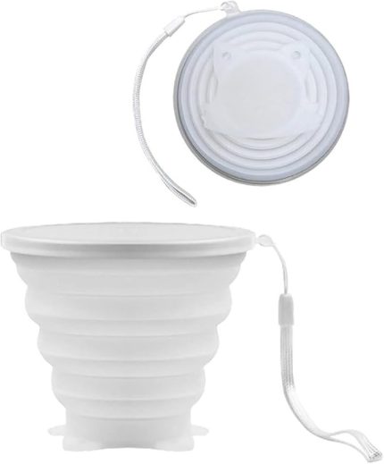 Taşınabilir Katlanabilir Pratik Bardak, silikon bardak, katlanabilir, gıda maddelerine uygun, 250 ml, genişletilebilir bardak, tekrar kullanılabilir, taşınabilir, kapaklı, seyahat, kamp için