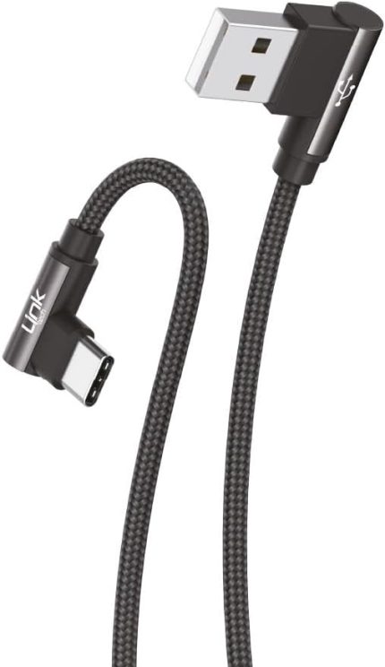 K594 Safe Type-C - USB 90 Derece Data/Şarj Kablosu 3A 1.5mt Siyah