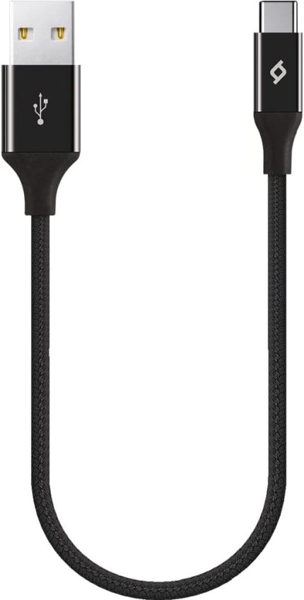 AlumiCable Mini Type-C 30cm Şarj Kablosu, Siyah