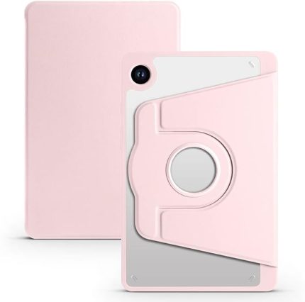 Galaxy Tab A9 Kılıf Silikon Kapaklı Stand Olabilen Kamera Lens Korumalı Kalem Bölmeli Kapak Pembe