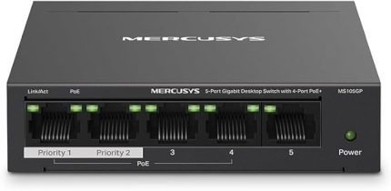 MS105GP, 5-Port Gigabit Desktop Switch with 4-Port PoE+