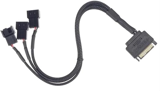 Plus PX-4597 PSU Sata Power To Fan Çevirici 3 Port Y Pin Pwm Çoklayıcı Splitter Fan Kablosu