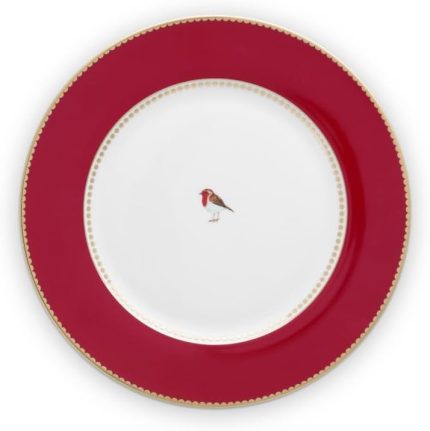 Studio Love Birds Kırmızı Porselen Yemek Tabağı 26,5 Cm