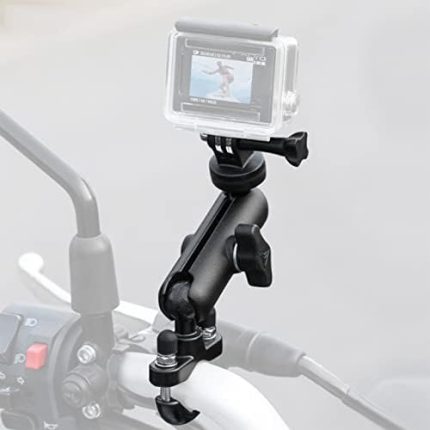 GoPro Hero 10/9/8/7/6/5/4 aksiyon kameraları ve daha fazlası için kamera tutucu tutucu, 360 ° gidon kamera tutucu, 1/4 dişli, Moto bisiklet gidonu için