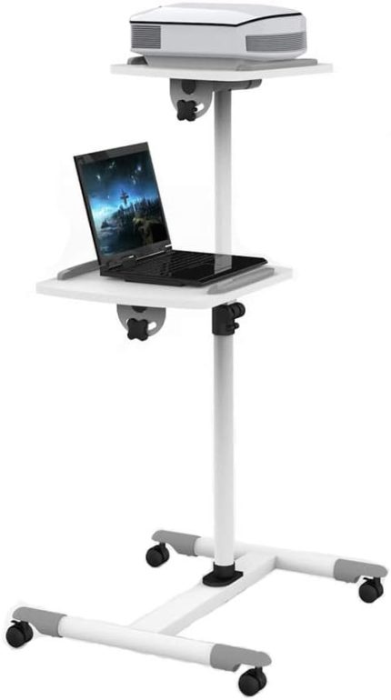 COD-SP10 Projeksiyon ve Dizüstü Bilgisayar Sehpası Standı, 2 Tablalı, Beyaz-Gri