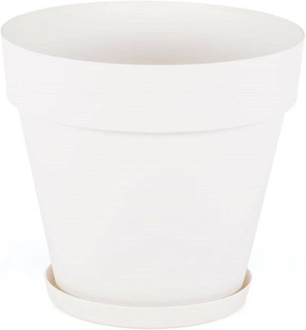 Saksı Dekoratif Tabaklı Saksı 10 Litre Kirli Beyaz Renk