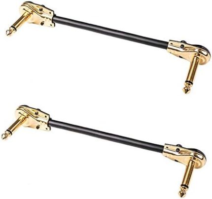 2 Adet 15 cm Uzunluk Evrensel 6,35 mm Gitar Efekt Güç Kablosu Gitar Efektleri Gitar için Hattı Düz Altın