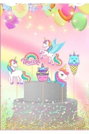Marifetlerim - Unicorn Temalı Pasta süsü 6 Adet