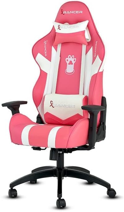 CROSS Serisi Profesyonel Oyuncu Koltuğu, Ergonomik Tasarım, 180 Derece Ayarlanabilir Sırt Açısı, Kaliteli Sünger, 130kg Taşıma Kapasiteli Oyuncu Sandalyesi (Pembe)