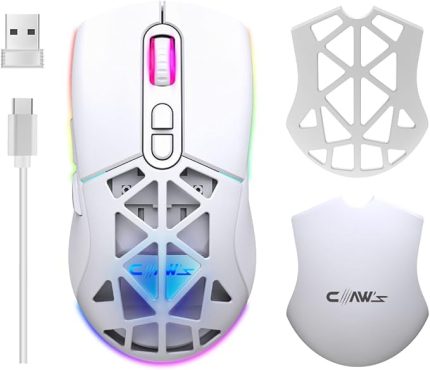 Nexus Air Kablosuz 10000 Dpi Pixart PMW3325 Sensör Makro Yazılımlı & Değiştirilebilir Kapaklı RGB Kablosuz Gaming Mouse - Beyaz