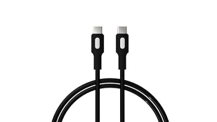 Type C-C Power Delivery Hızlı Şarj Kablosu, Siyah Kablo, Beyaz/Siyah Uçlar (120 CM)