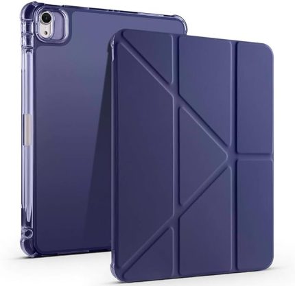 Air 11 M2-M3/M4 2024/2025/2026 ile Uyumlu Kılıf Üçgen Tri Folding Kalem Bölmeli Standlı Kılıfı (Lacivert)