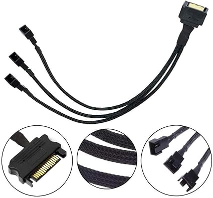 Plus PX-4597 PSU Sata Power To Fan Çevirici 3 Port Y Pin Pwm Çoklayıcı Splitter Fan Kablosu - Görsel 2