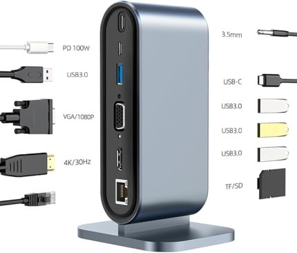 MT53 Type-C USB Adaptör Hub 12in1 4K HDMI VGA 4ad USB 3.0 RJ45 100Mbps SD Kart Okuyucu 3.5mm Ses 100W PD Telefon Hızlı Şarj Aleti