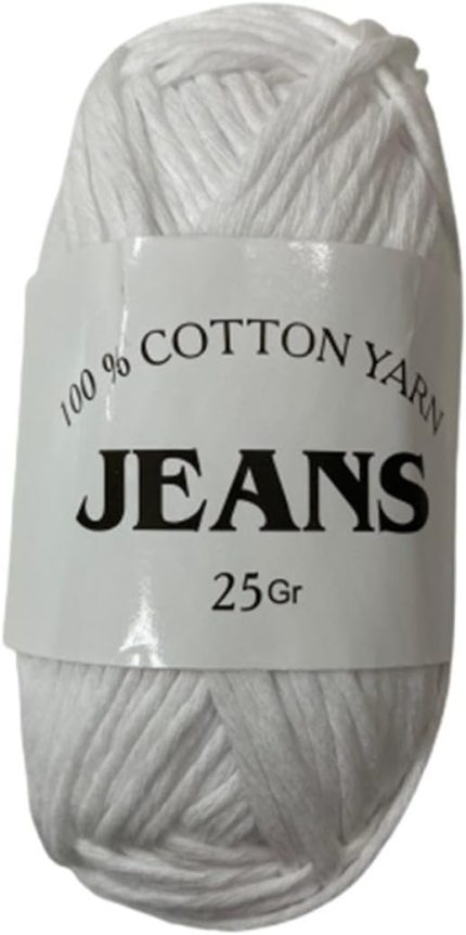 İstanbul Jeans Cotton Yarn Pamuk Amigurumi Punch El Örgü İpliği 25 gr 01 Beyaz