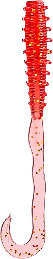 Craft Red Back Curly Tai Rubber Worm TMW-CUL #005 Red Glitter