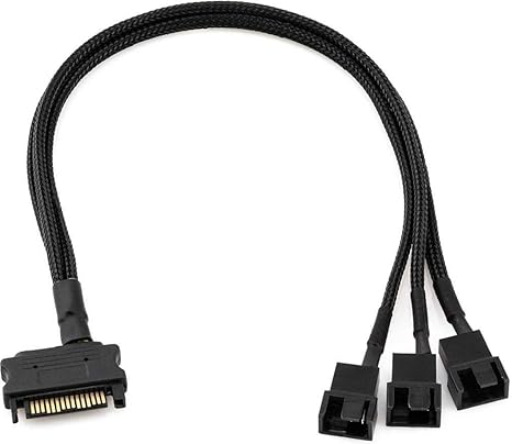 Plus PX-4597 PSU Sata Power To Fan Çevirici 3 Port Y Pin Pwm Çoklayıcı Splitter Fan Kablosu - Görsel 3