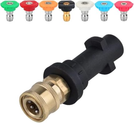 Yıkama Adaptörü, 7 Nozullu, 1/4 İnç Hızlı Bağlantı Montajı Yüksek Basınçlı Yıkama Tabancası Aksesuarı Karcher K Serisi için Fit