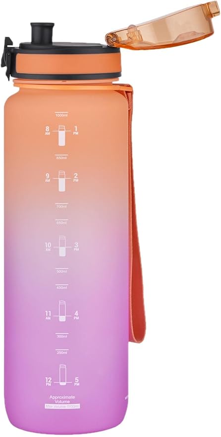 FiftyFifty 1000ml BÜYÜK BOY Çift Renk Softtouch FF Collection Tritan Su Matarası Turuncu-Mor - Görsel 2