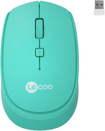 WS202 Kablosuz 1200DPI 4 Tuşlu 3 Milyon Tıklama Ömrü Sessiz Tasarım, PC, Mac, Dizüstü Bilgisayar için, USB Mini Alıcı ile Optik Mouse Turkuaz