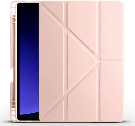 Samsung Galaxy Tab S9 FE Kılıf Silikon Kalem Bölmeli Standlı Tablet Kılıf Rose Gold