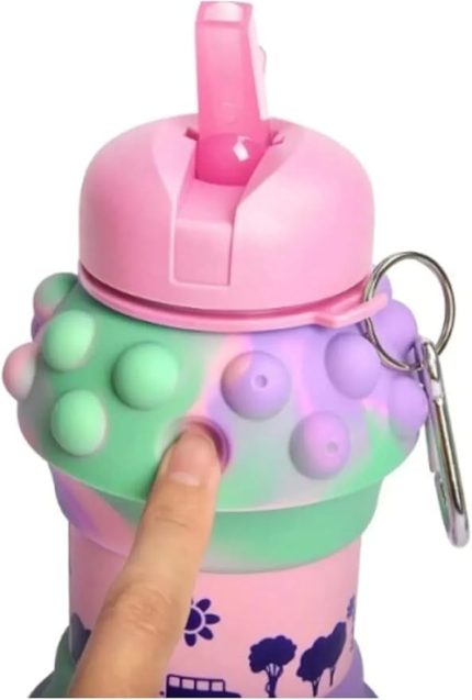 için Katlanabilir içecek şişesi, bulaşık makinesinde yıkanabilir spor şişesi, okul ve spor için, katlanabilir Matara, Sızdırmaz Matara (KarışıkRenkli)